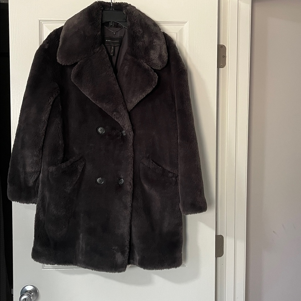 BCBGMaxAzria Grey Teddy Coat